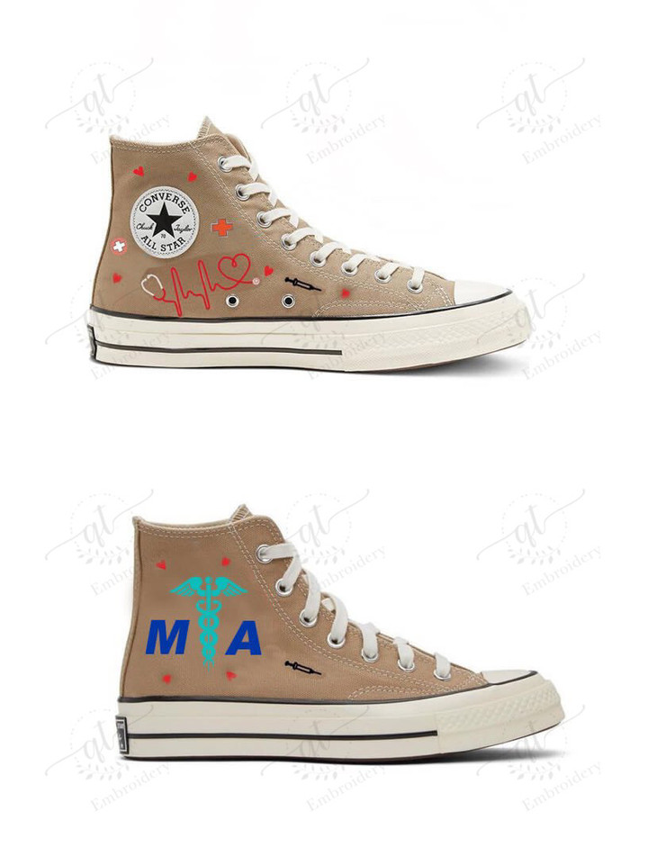 Personalize Medical Assistant Hand-Painted Shoes, Converse Medicine Hand-Painted Chuck Taylor High Top, Custom Handmade Painting Converse