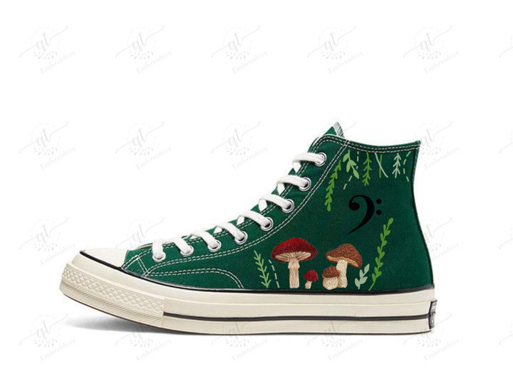 Personalize Mushroom Embroidery Shoes, Converse Mushroom Embroidery Chuck Taylor High Top, Custom Handmade Embroidered Converse