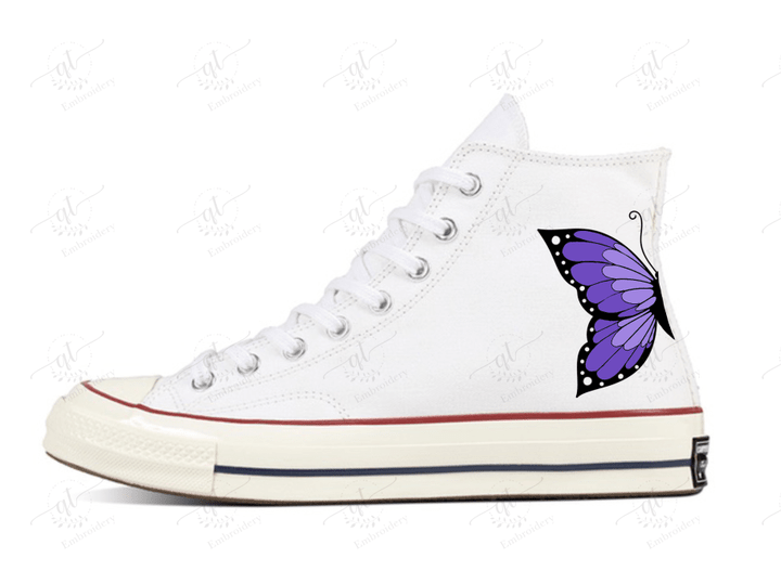 Personalize Butterfly Hand-Painted Shoes, Converse Butterfly Chuck Taylor High Top, Custom Handmade Painting Converse