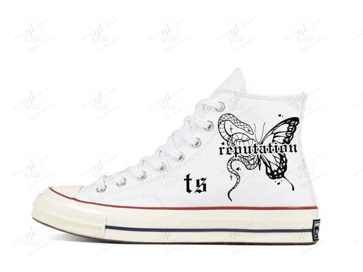 Personalize Reputation Taylor Swift Hand-Painted Shoes, Converse Rep TS Chuck Taylor High Top, Custom Handmade Painting Converse