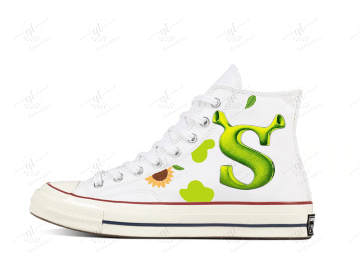 Personalize Shrek Hand-Painted Shoes, Converse Shrek Chuck Taylor High Top, Shrek Custom Handmade Painting Converse