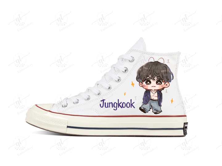 Personalize Jungkook Hand-Painted Shoes, BTS Chuck Taylor High Top, Handmade Painting Converse