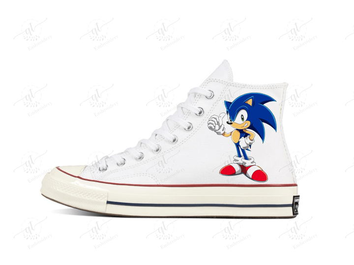 Personalize Sonic Hand-Painted Shoes, Sonic Chuck Taylor High Top, Handmade Painting Converse