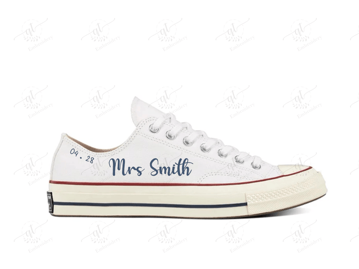 Personalize Wedding Embroidery Shoes, Converse Embroidery Chuck Taylor Low Top, Custom Handmade Embroidered Converse