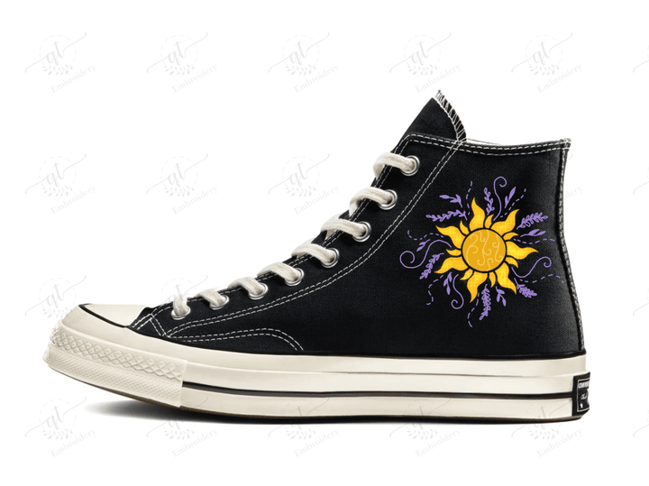 Personalize Tangled Embroidery Converse, Rapunzel Flynn Embroidery Chuck Taylor High Top, Embroidered Converse