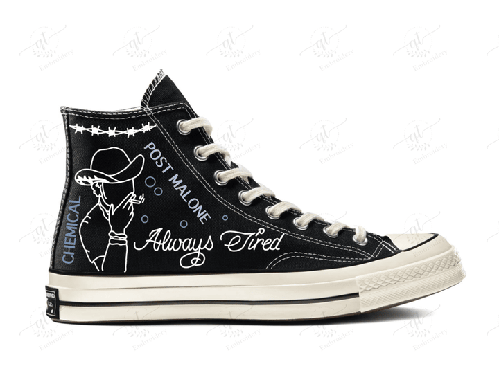 Personalize Post Malone Hand-Painted Shoes, Rockstar Converse Chuck Taylor High Top, Custom Handmade Painting Converse
