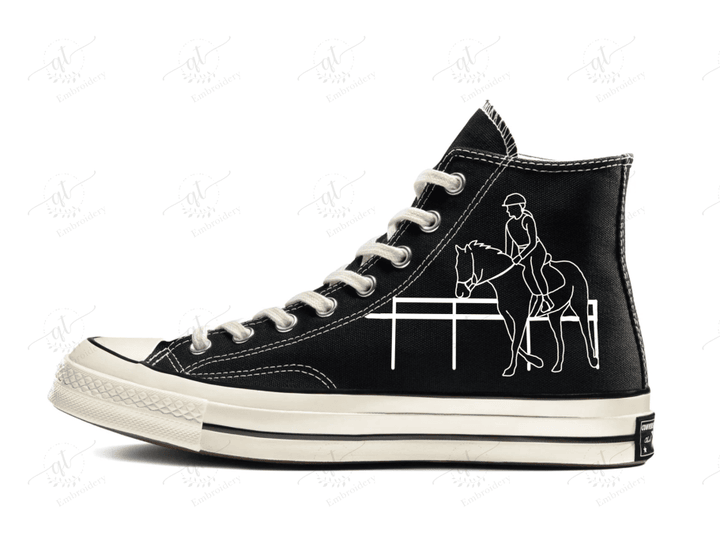Personalize Horse Embroidery Converse, Embroidery Chuck Taylor High Top, Florals Embroidered Converse