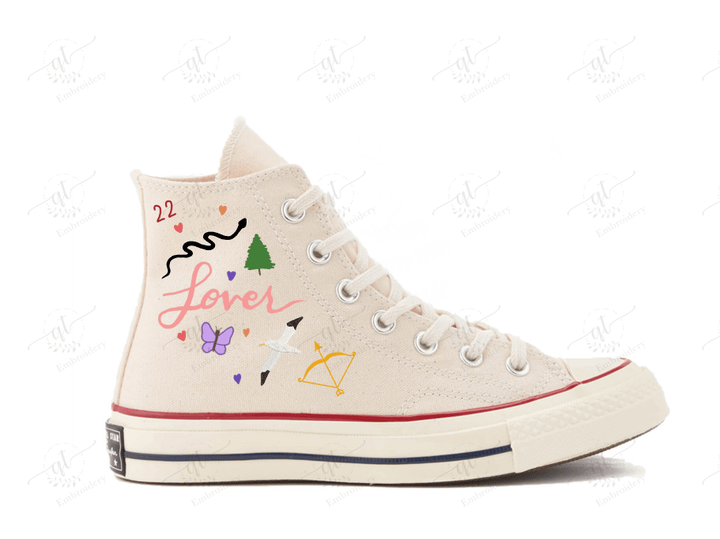 Personalize Albums Patterns Embroidery Converse, Taylor Swift Embroidery Chuck Taylor High Top, Swiftie Embroidered Converse