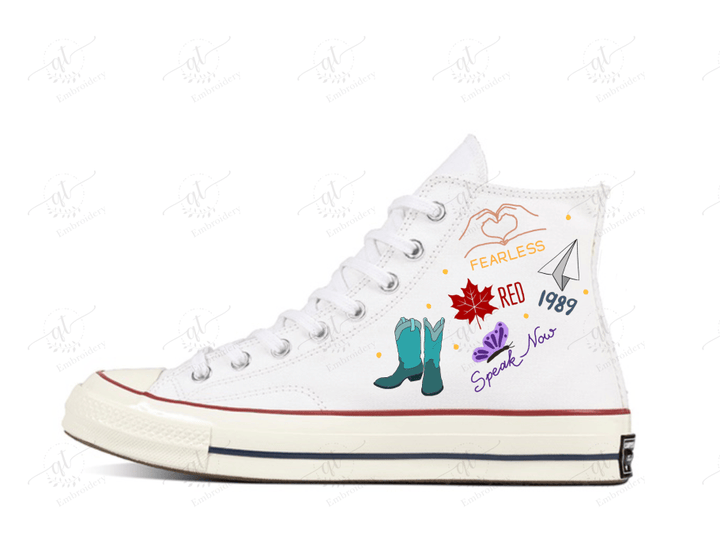 Personalize Taylor Swift Hand-Painted Shoes, Album Names Converse Chuck Taylor High Top, Albums Custom Handmade Painting Converse