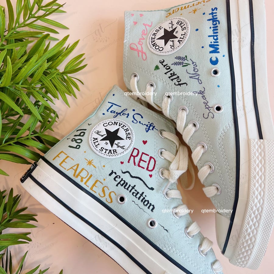 Taylor Shoes, Swifties Converse High Top, - QT Embroidery