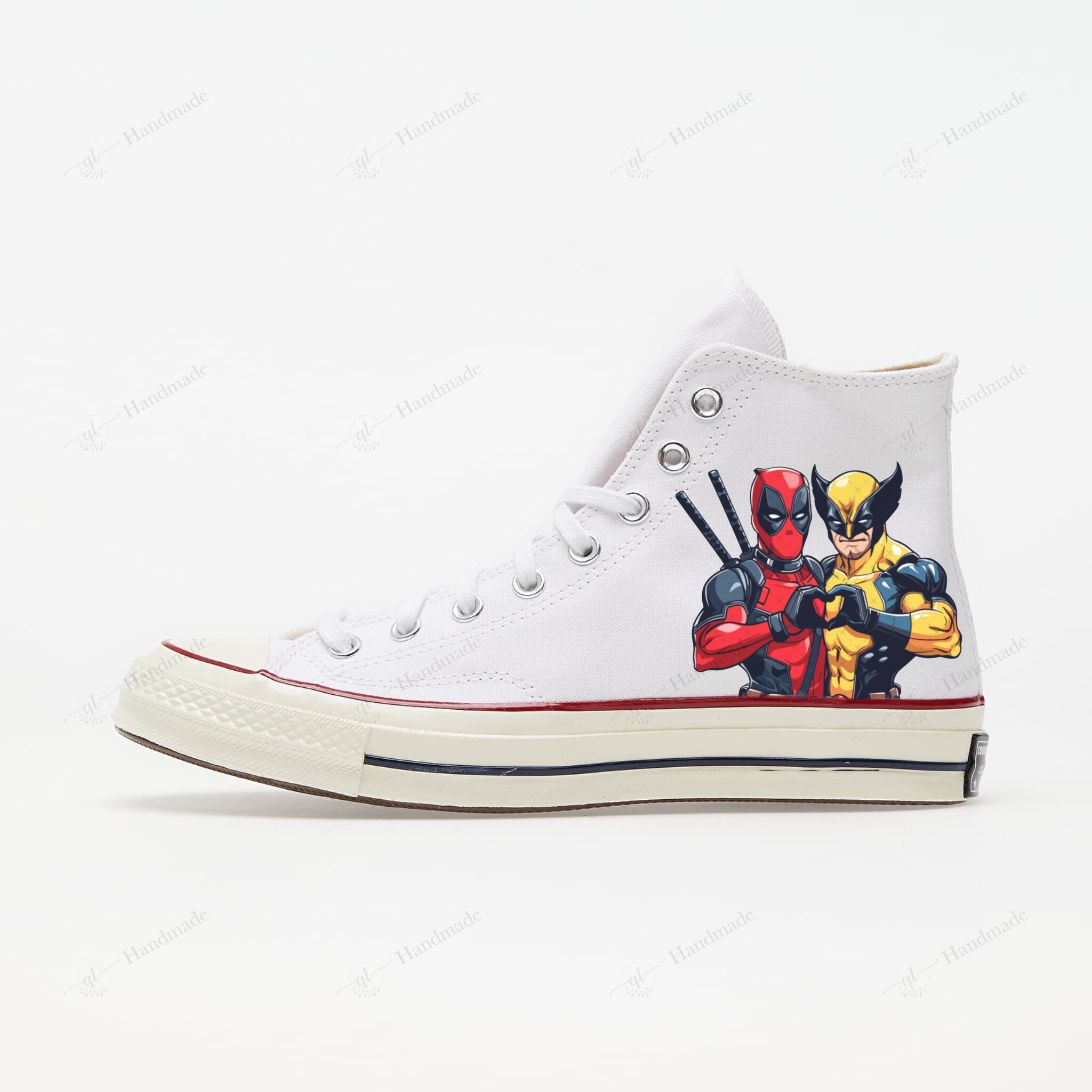 Custom Hand-Painted Deadpool Converse Chuck Taylor High Tops - Men\'s 10 /... Deadpool and Wolverine Movie Hand-Painted High Top Converse  main image 3