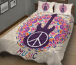 CHEH1007 Hippie Peace Love Music Quilt Bed Set