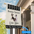 BIF2303 Beware Boston Terriers Live here Personalized Flag
