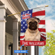 CHFD3010 Pug God Bless America Personalized House Flag