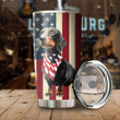 THU0170 Black Dachshund God Bless America Personalized Stainless Steel Tumbler