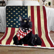 BIQ0502 Black Cat Flag Fleece Blanket – Made in USA