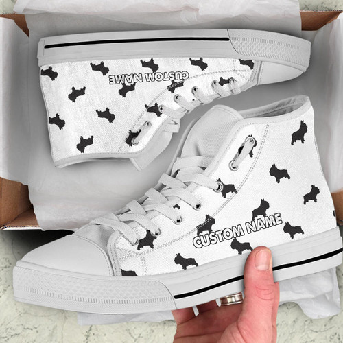 Cute French Bulldog Mom Dad Owner High Top Shoes Custom Name THS23140402