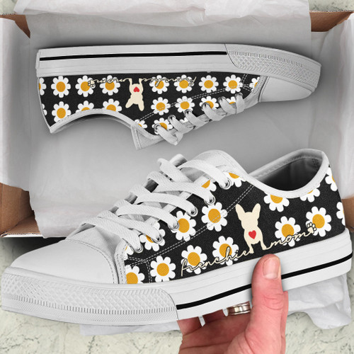 Frenchie Mom - Daisy Flowers Low Top Shoes THS23062301