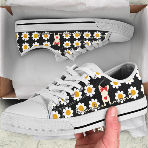 Cute Frenchie Mom - Daisy Flowers Low Top Shoes THS23062302