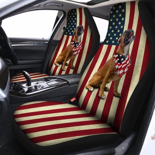 BIH0803 Boxer Smile American Flag Car Seat Covers