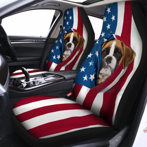 BIH0902 Boxer Opened Flag USA Car Seat Covers