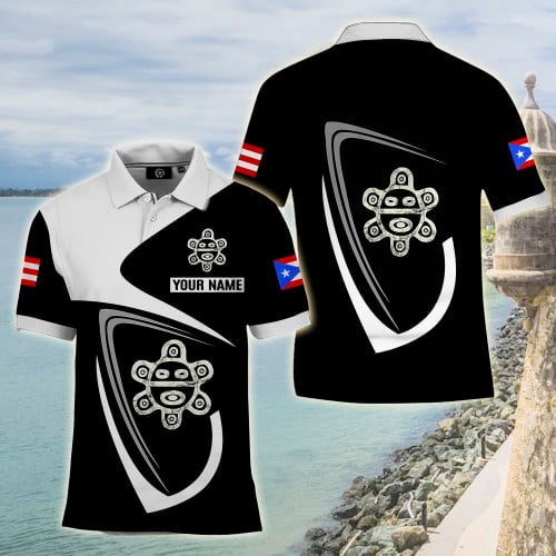 BIT20090104 Sol Taino Puerto Rico Flag Personalized Polo Shirt