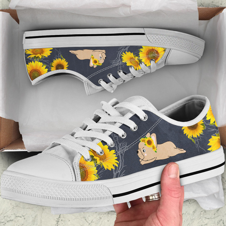 French Bulldog - Sunflowers Low Top Shoes THS23053105
