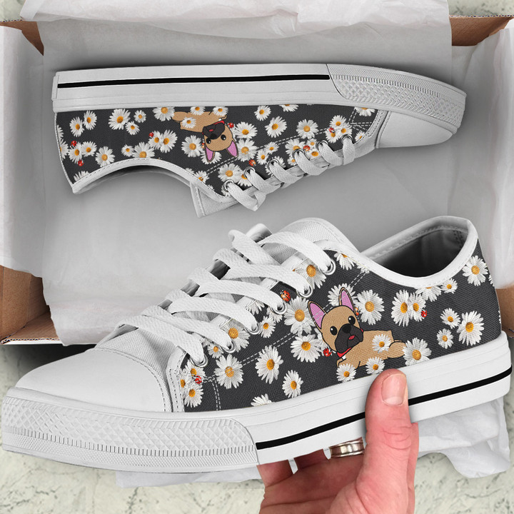 French Bulldog - Daisy Flowers Low Top Shoes THS23053108