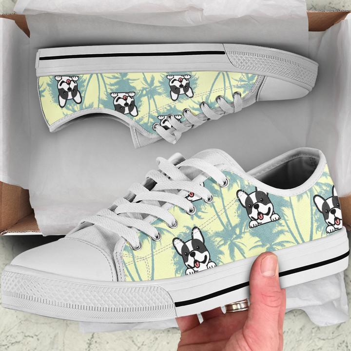 Cute French Bulldog - Palm Tree Low Top Shoes THS23060604