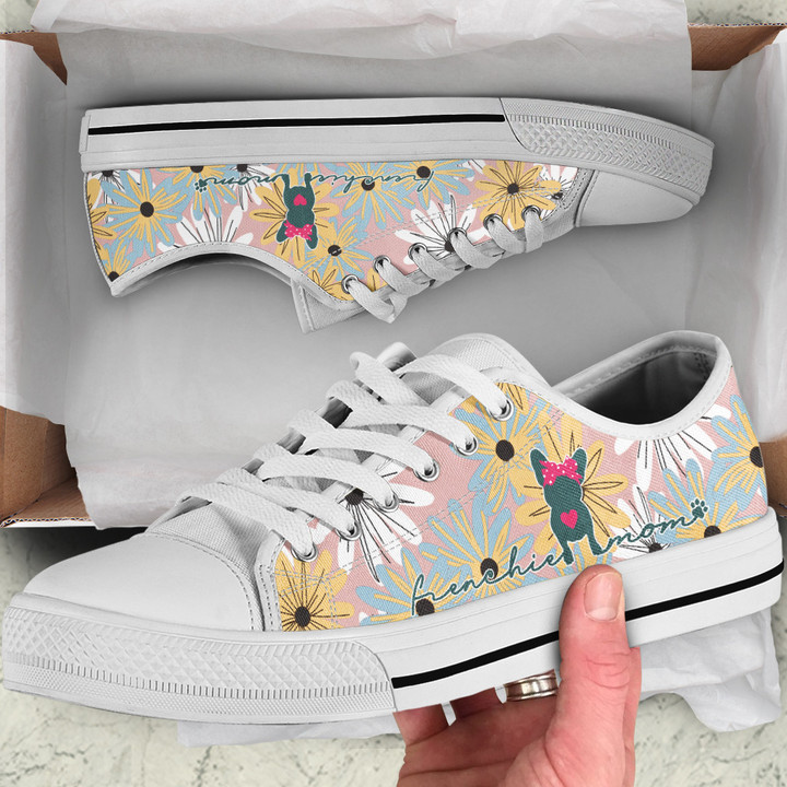 Cute Frenchie Mom - Flowers Low Top Shoes THS23060902