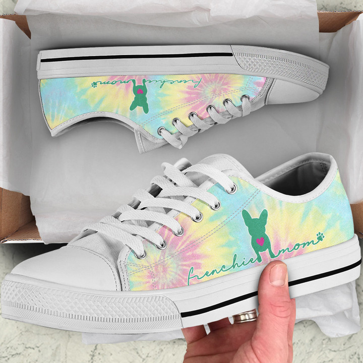 Frenchie Mom - Tie Dye Pattern Low Top Shoes THS23061405