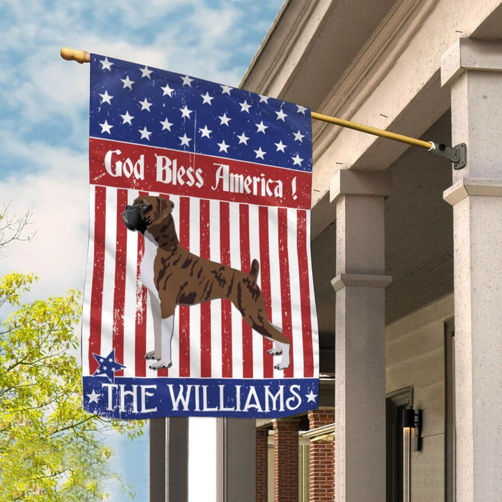 CHFD3015 Boxer God Bless America Personalized Flag