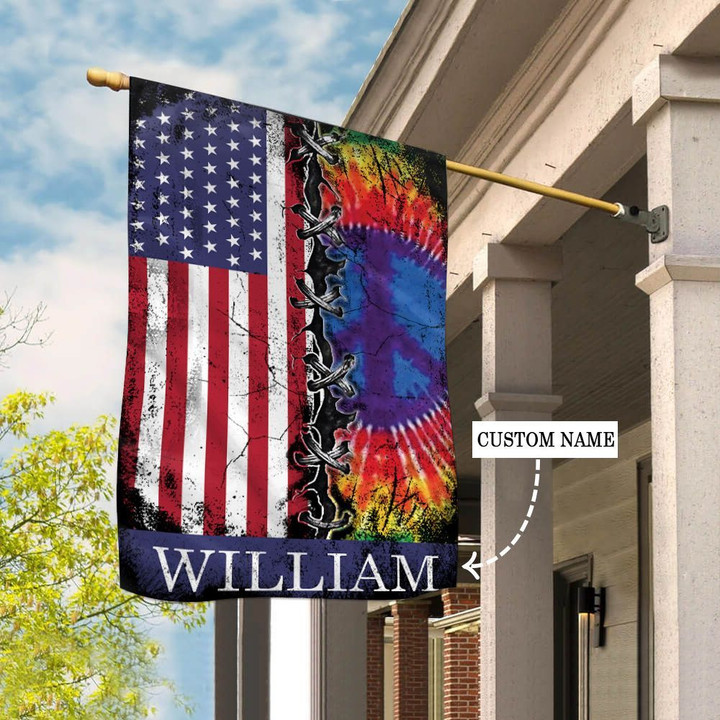 CHF2008 Hippie Personalized House Flag