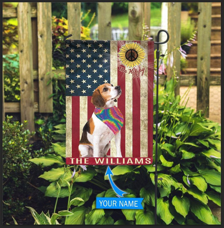 MHFCHO101 Beagle Hippie Personalized Flag