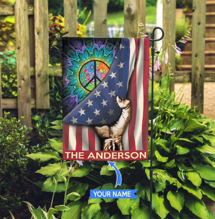THF0112 Hippie Personalized Garden Flag
