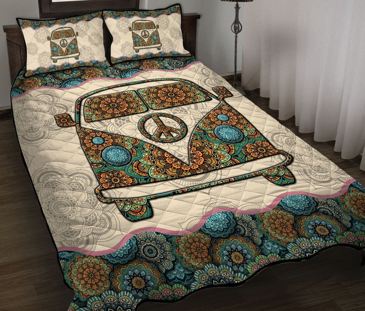 DIEH7001-Hippie  bus  Quilt Bed Set-Quilt Blanket