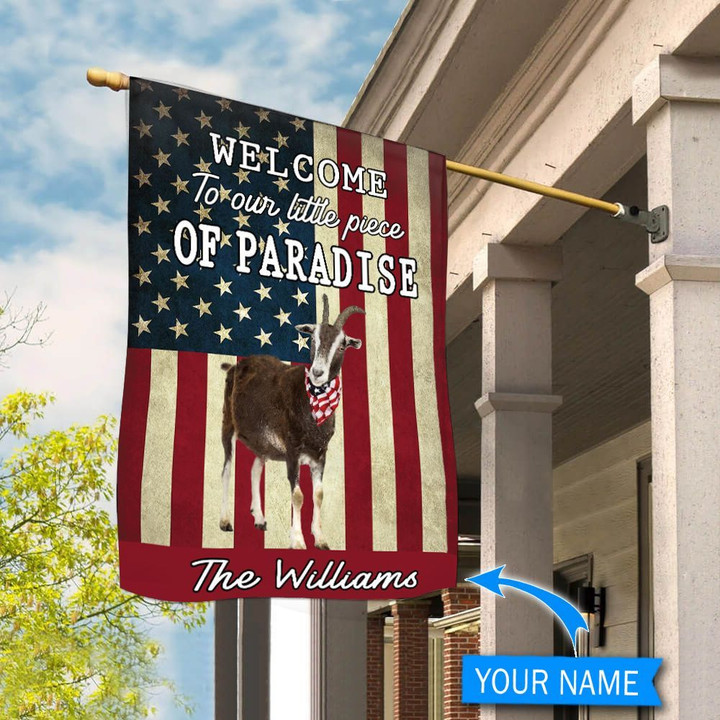 BIF20071318 Goat Welcome To Our Paradise Personalized Flag