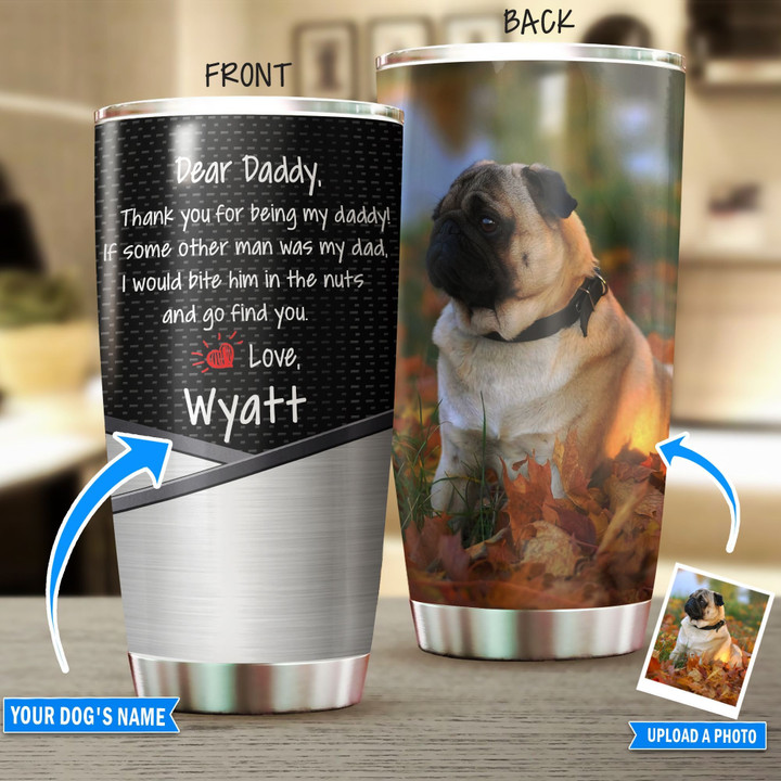THU0189 Pug Personalized Stainless Steel Tumbler