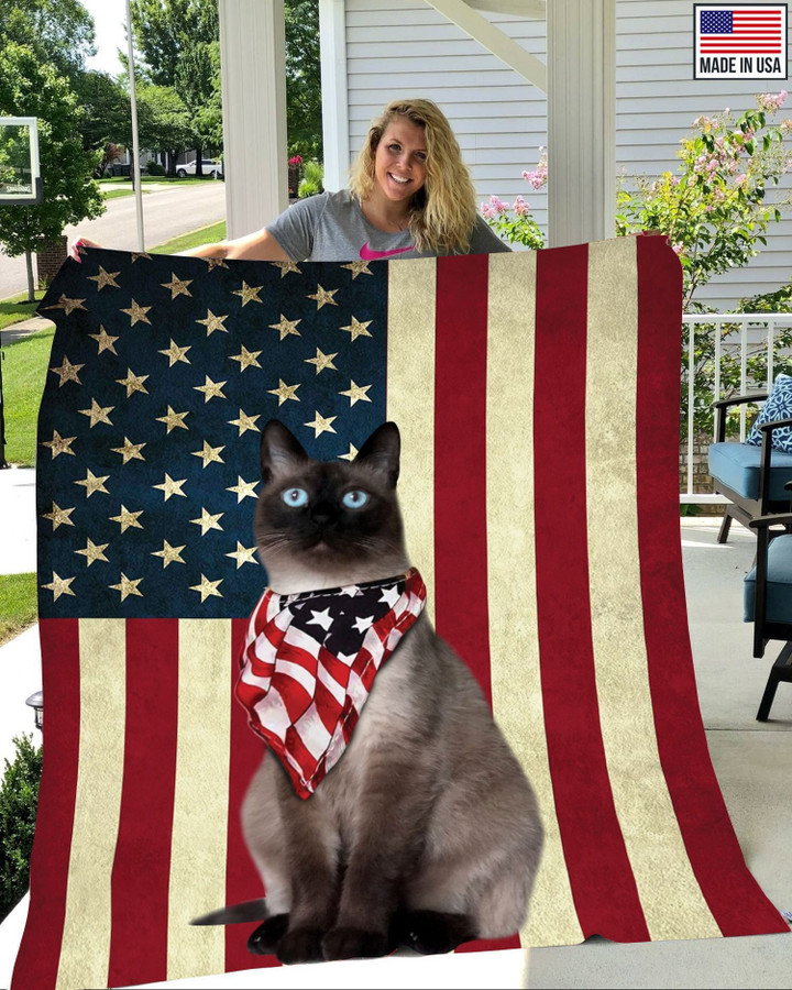 BIQ0503 Siamese Cat Flag Fleece Blanket – Made in USA