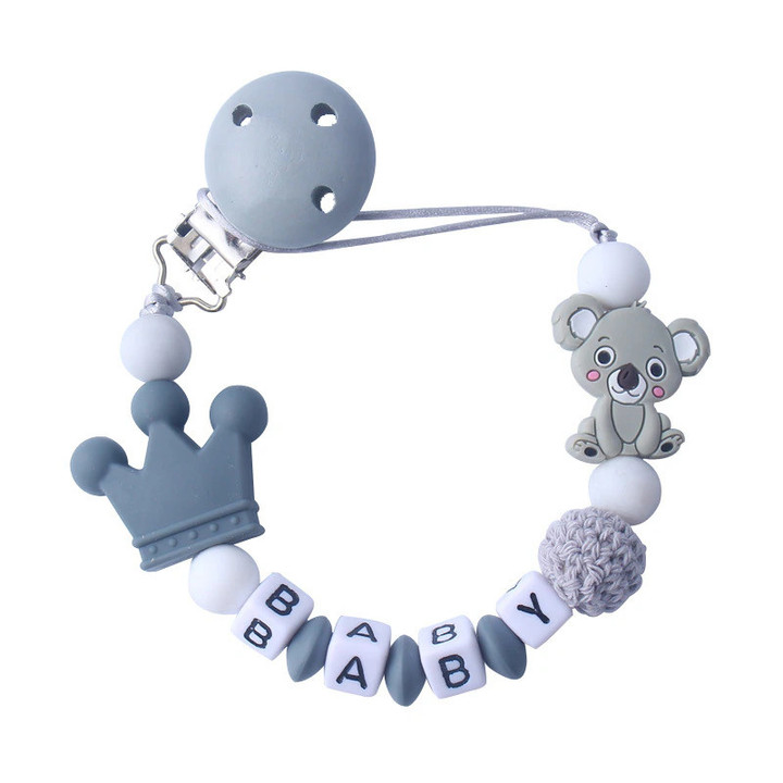 Name Baby Pacifier Clips Koala Pacifier Chain Holder for Baby