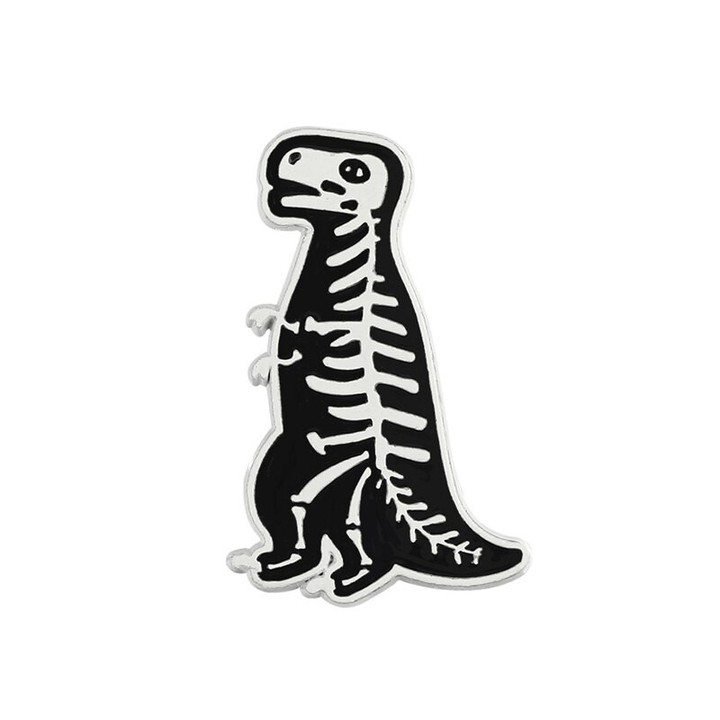 Animal Skeleton Brooch Dinosaur Skull Lapel Pin Cartoon Cool Punk Badge Backpack Denim Hat Pins Fashion Jewelry Gift for Friends