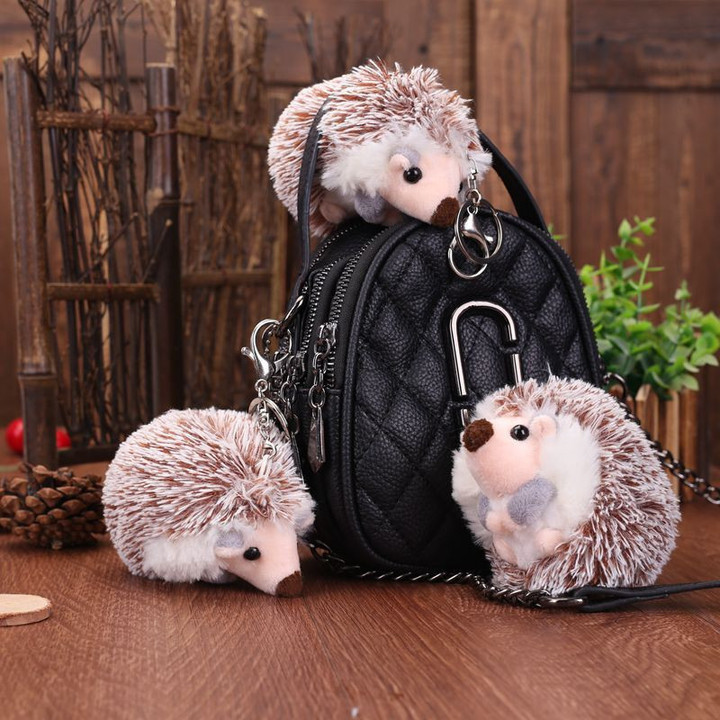 Small Hedgehog Plush Doll Simulation Plush Keychain Female Bag Decoration Christmas Pendant Stuffed Animals Toys For Children
