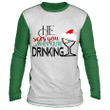 He Sees You When You&#039;re Drinking Shirts, Christmas Funny Letters Ugly Christmas sweater Long Sleeve Santa Hat - Awesome Tee Fashion