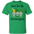 Here For The Shenanigans Gnome Shamrock St Patricks Day Shirt - Awesome Tee Fashion