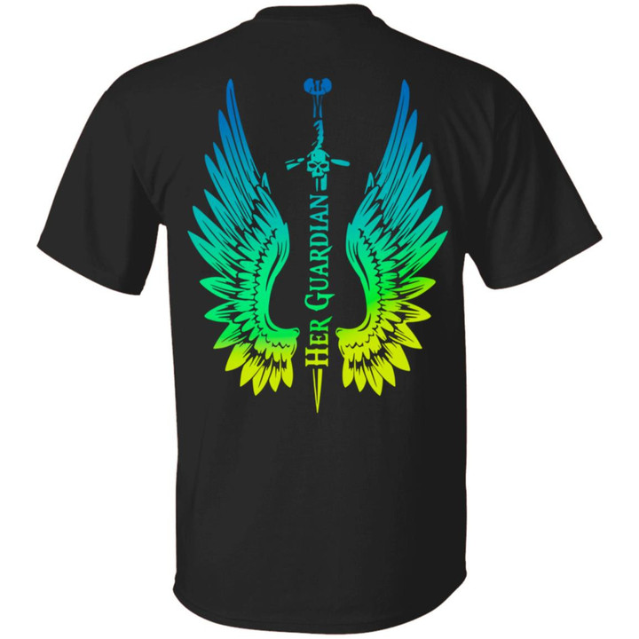 Her Guardian Wings Couple Print On Back Shirts - Awesome Tee Fashion