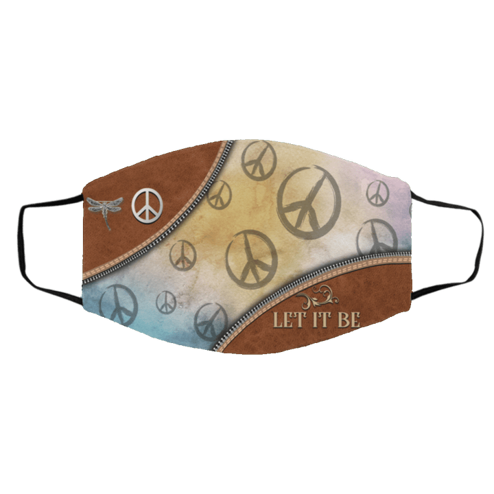 Hippie Peace Symbol Let It Be Dragonfly Cloth Face Mask Reusable, Machine-Washable - Awesome Tee Fashion