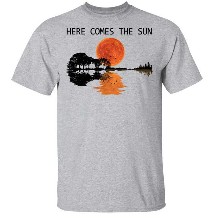 Here Comes The Sun Guitar Shadow Sunset Gifts Shirt - Awesome Tee Fashion