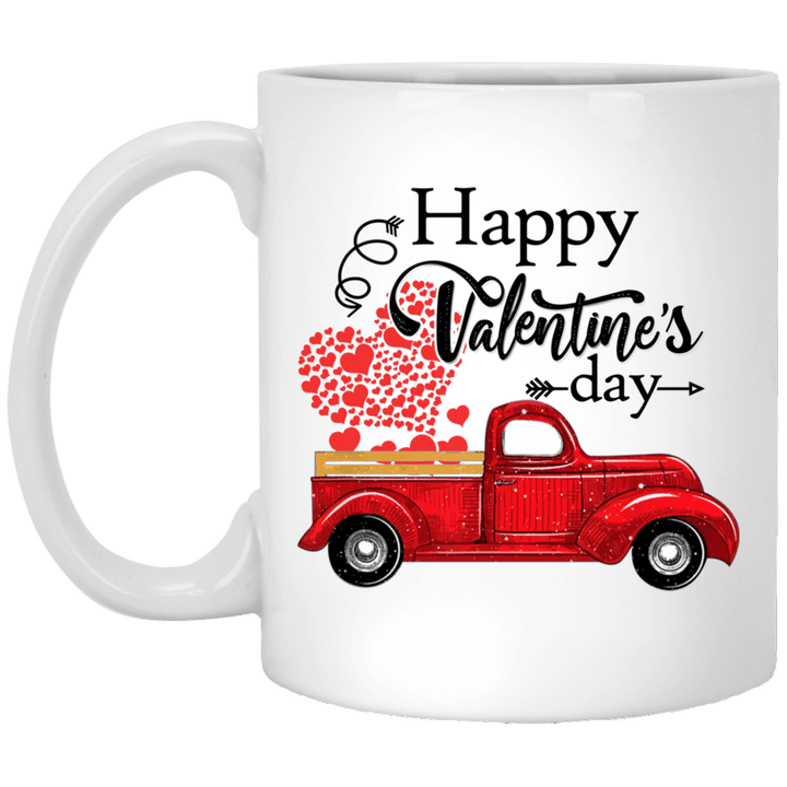 Happy Valentines Day Truck Carrying Love Heart Gifts Mug - Awesome Tee Fashion