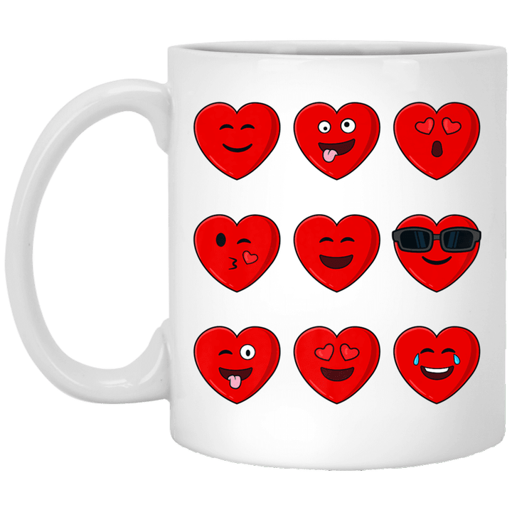 Heart Emojis Valentine&#039;s Day Funny Emoticons Mug - Awesome Tee Fashion