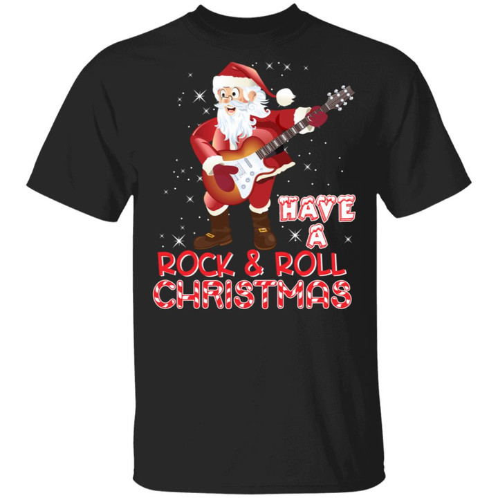 Have A Rock And Roll Christmas Santa Electric Guitar Shirt - Awesome Tee Fashion